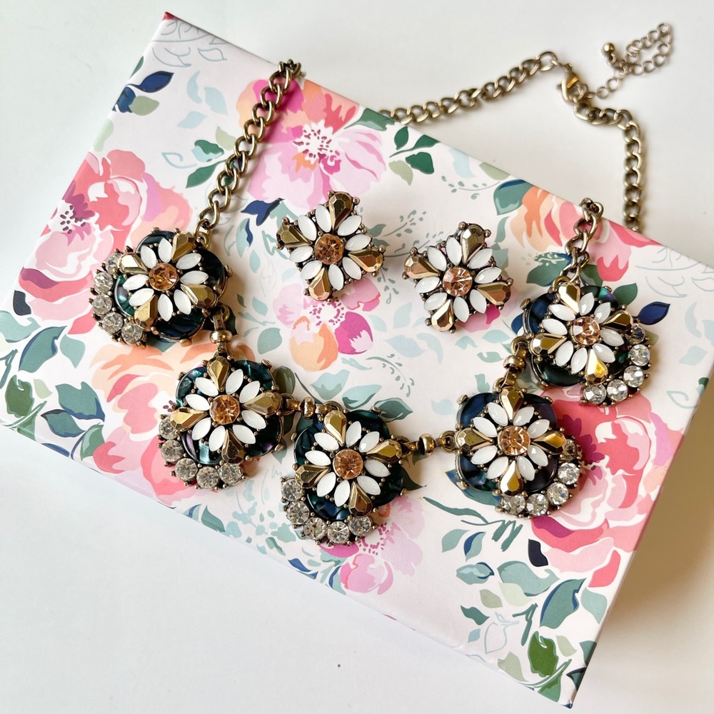 EUC Rhinestone Necklace and Earring Set